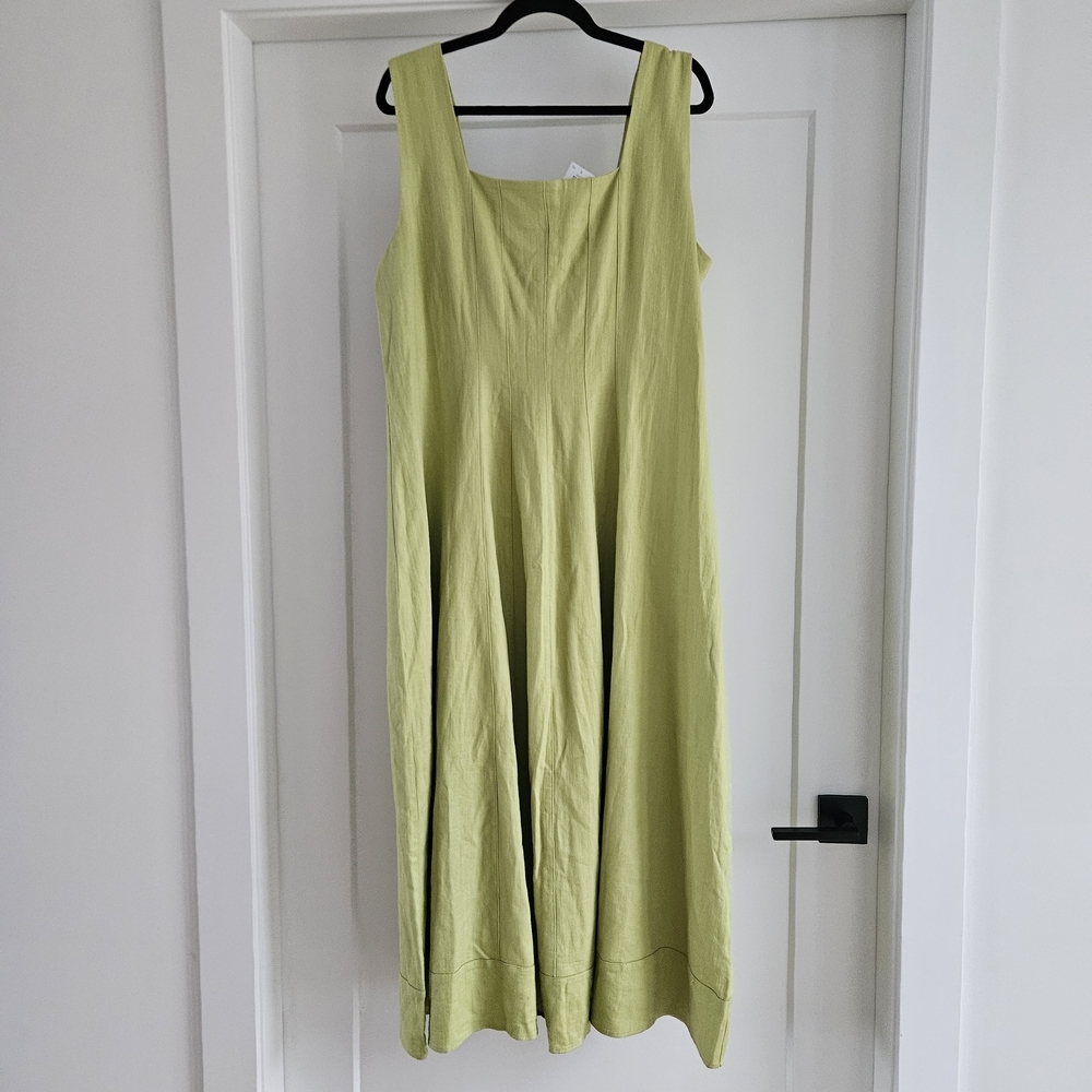 Next Lime Green Sleeveless Maxi Dress Linen Viscose Blend